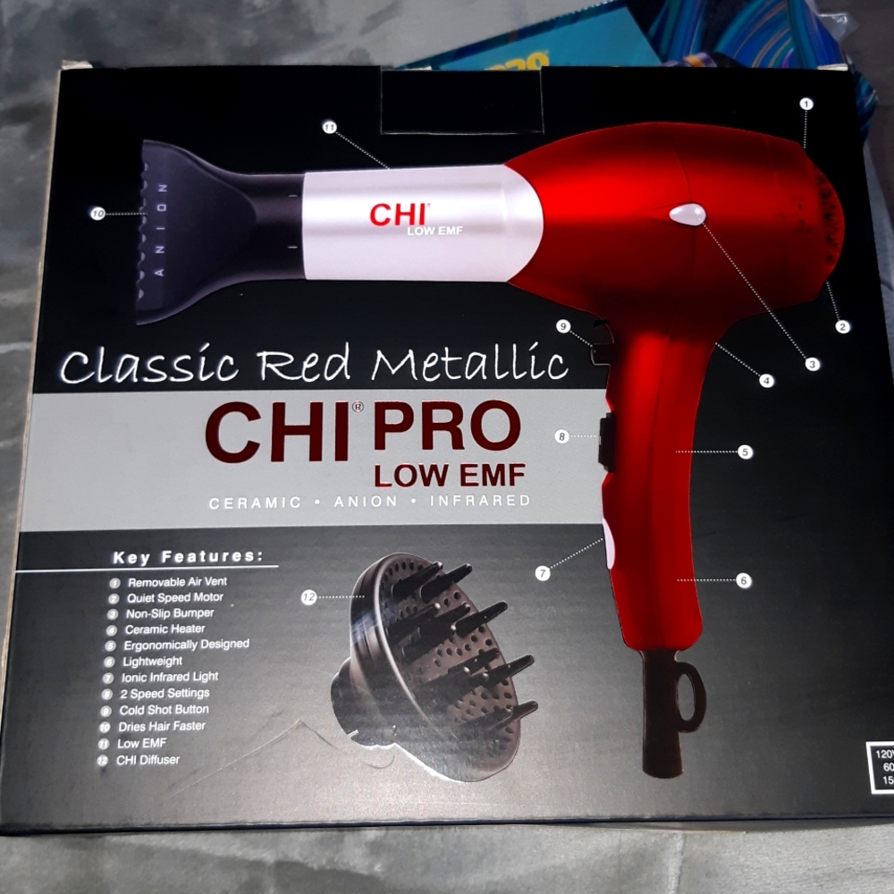 red metallic pro hair dryer